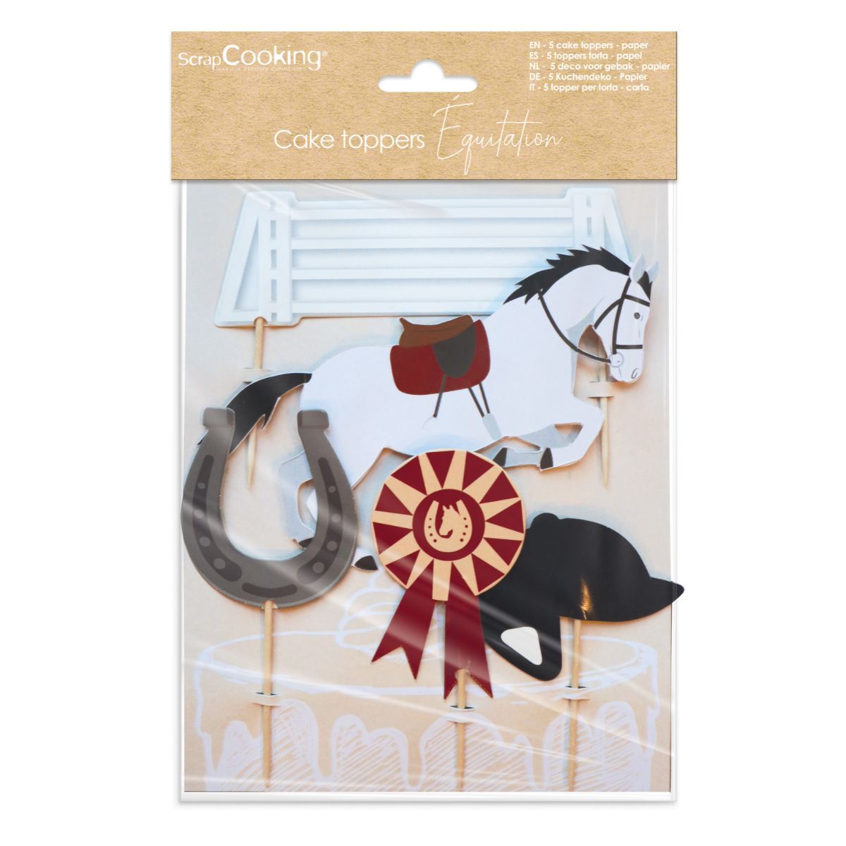 Hest/Ridende Cake Toppers - 5 stk, Scrapcooking