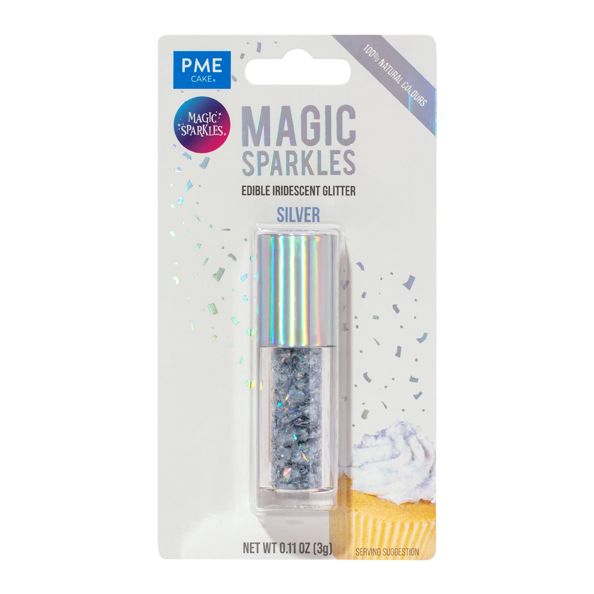 Magic Sparkles Silver - Spiselig glitrende glimmer 3 g, PME