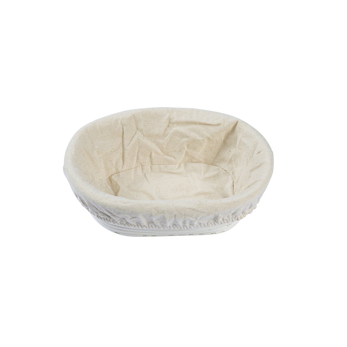 Oppbevaringskurv med duk - 22x15cm oval, rotting