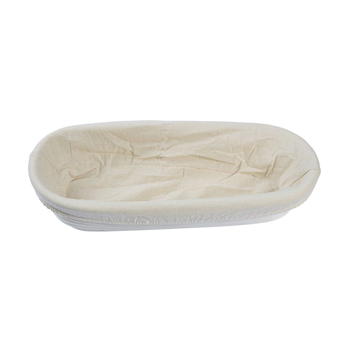 Oppbevaringskurv med duk - 35x15cm oval, rotting