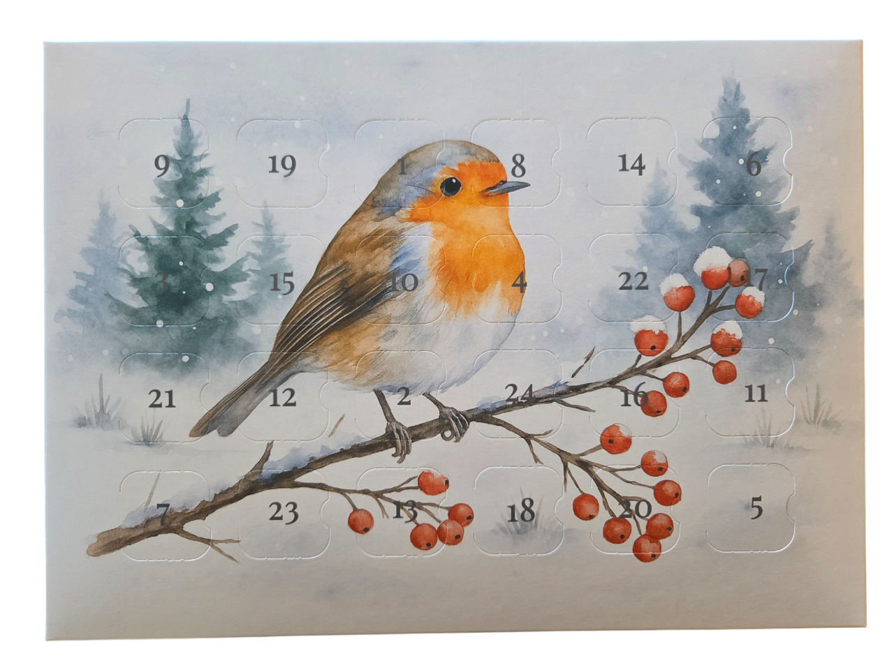 24 Luker Julekalender - Rødstrupe, 20 stk.