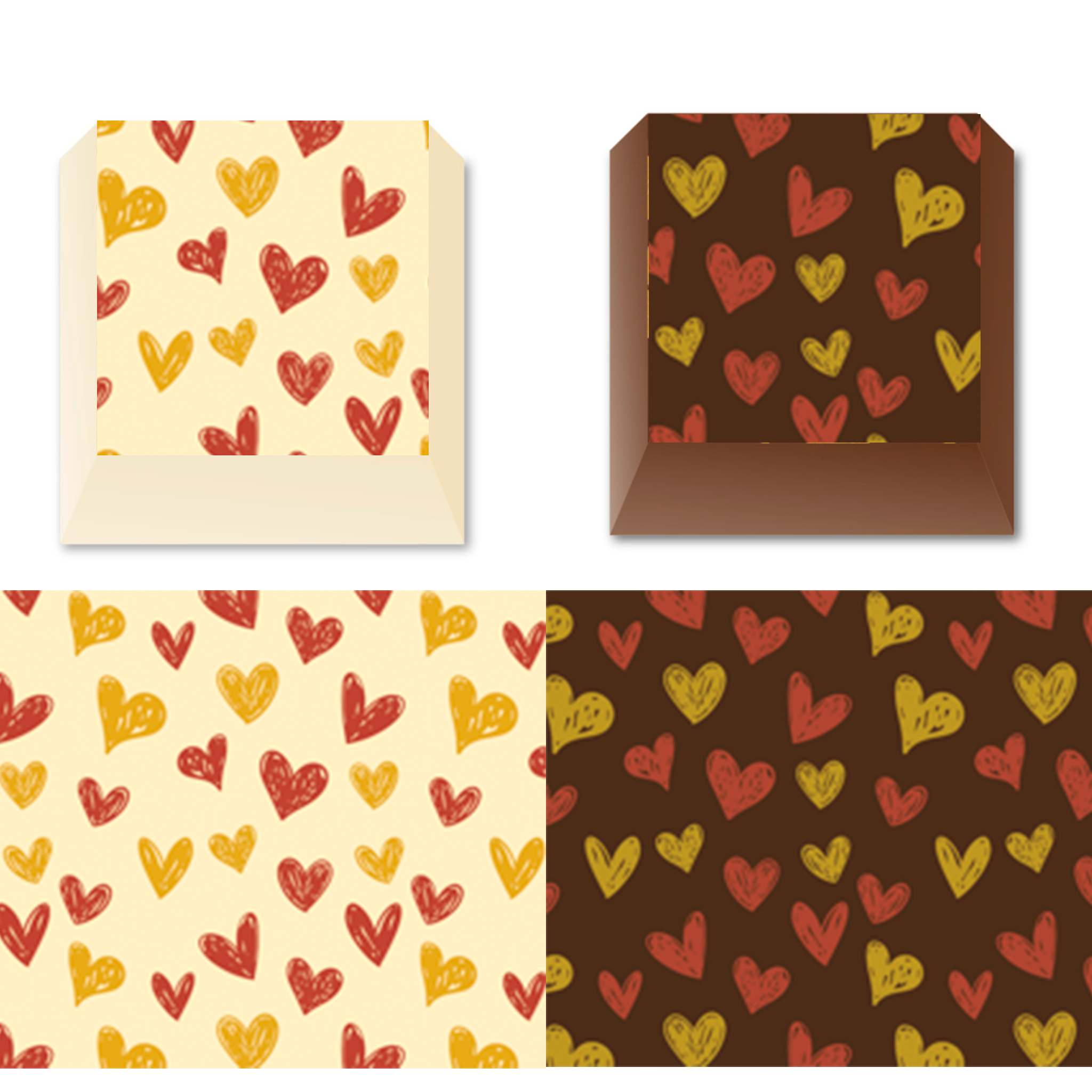 Fruity Hearts - Sjokolade Transfer Sheet, 2 Ark