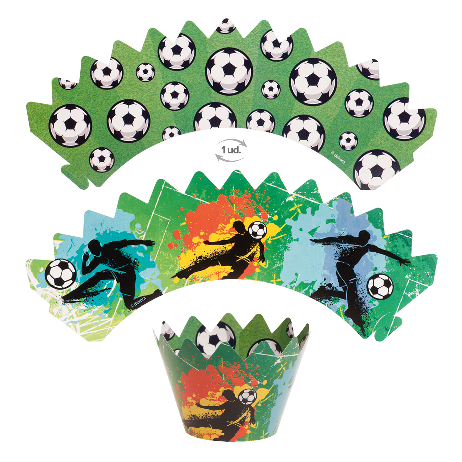 Cupcake-dekorasjonssett – Fotball 12 deler, Dekora