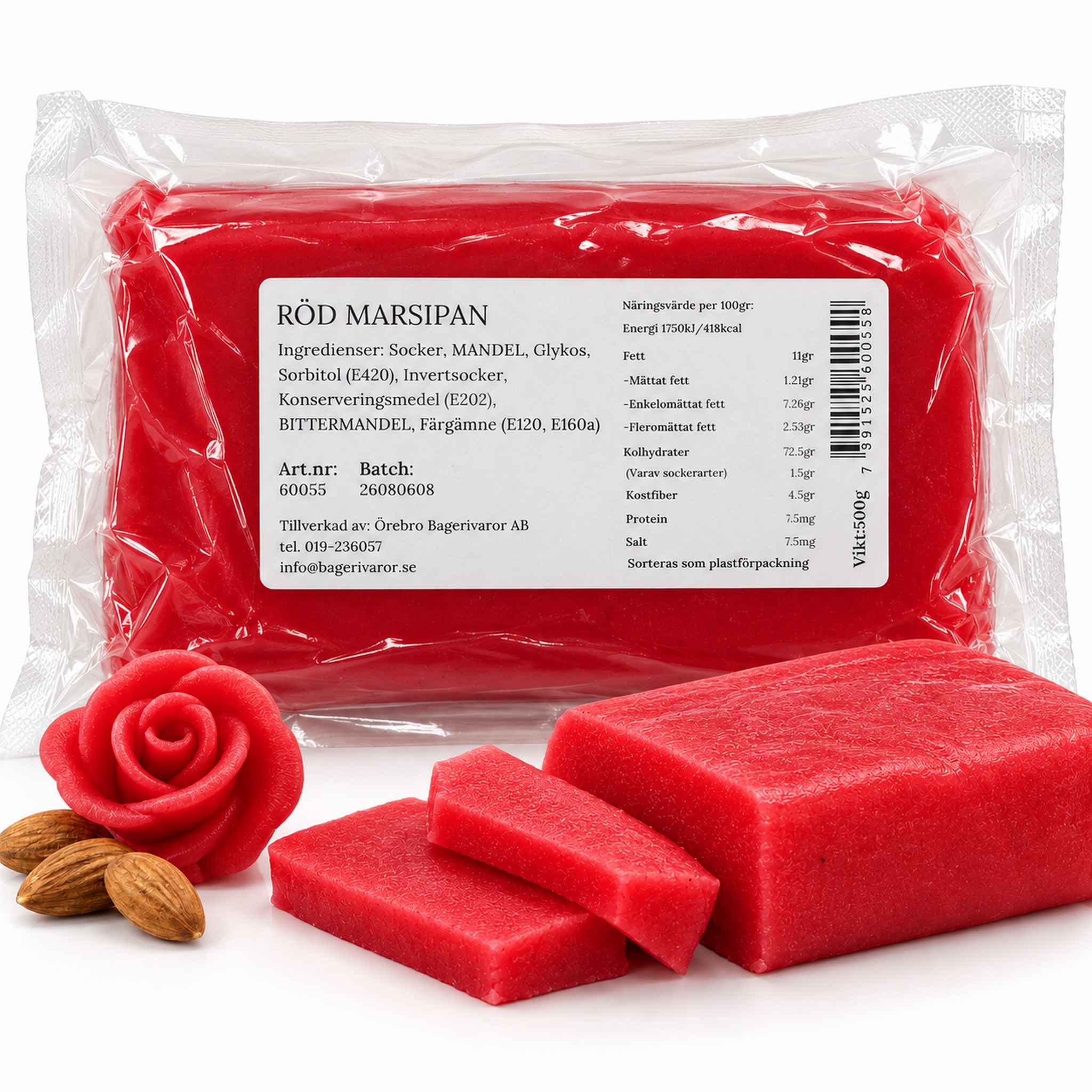 Overtrekksmarsipan rød - 500 g, Örebro Marsipan